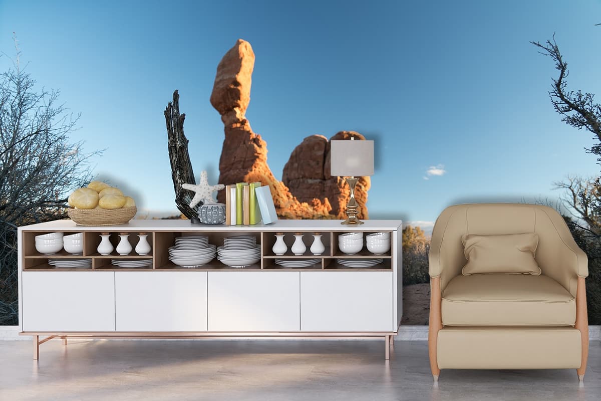 Desert Rock Formation Scenic Landscape Wall Mural Wallpaper shown in a room