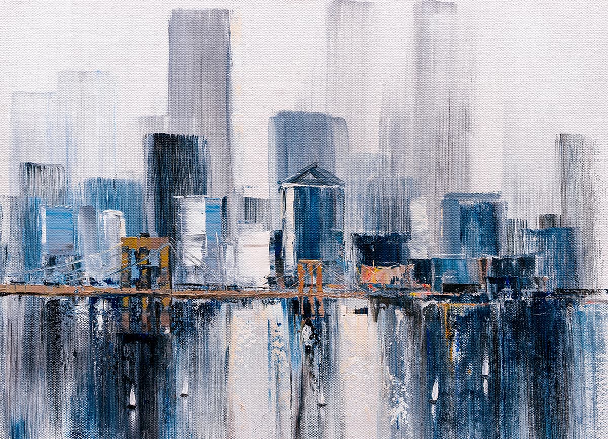 Oil Painting of Brooklyn Bridge, New York Wallpaper for Wall pattern detail