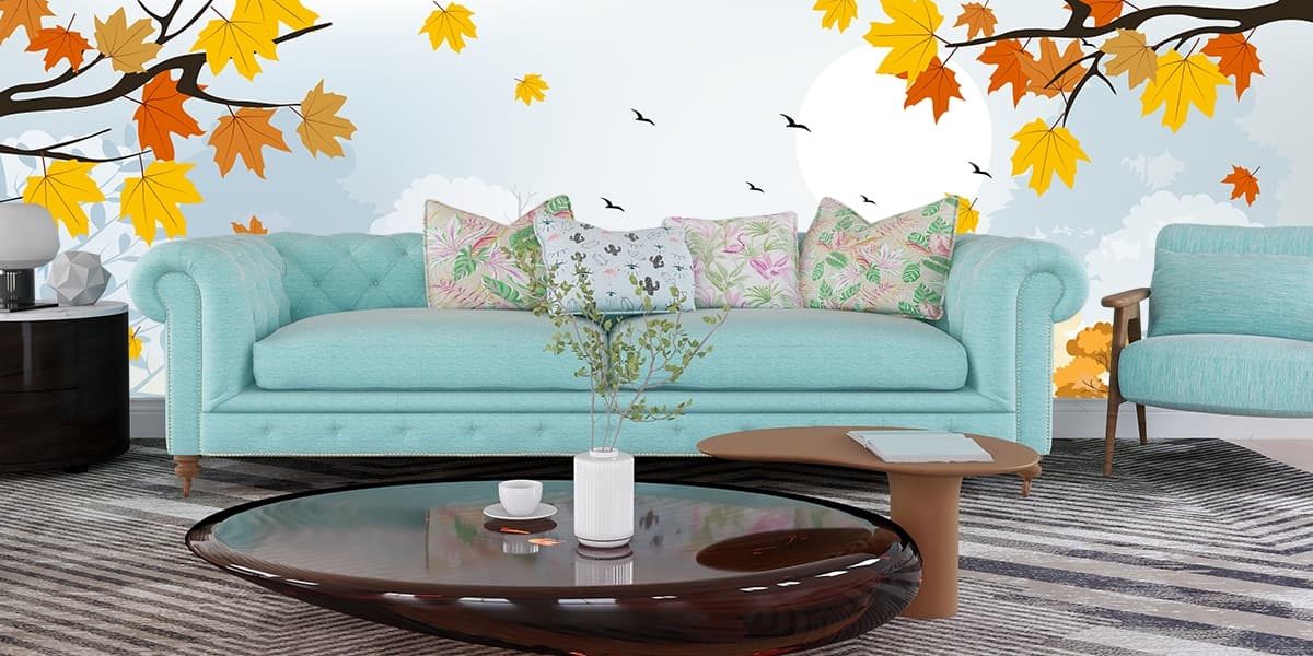 Premium Woodland Deer Scene Designer Wallpaper shown in a room