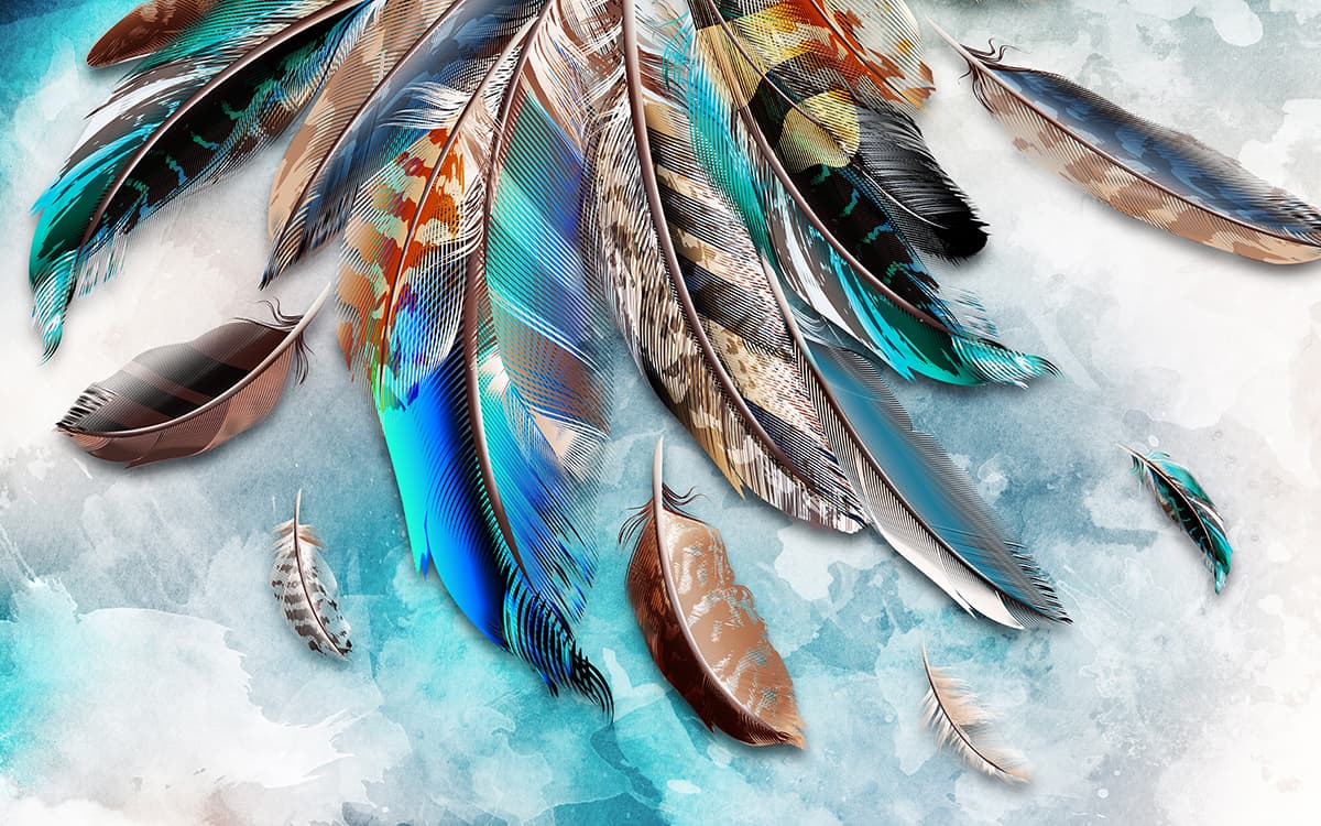 Colorful Feather Fantasy Wallpaper for Wall pattern detail