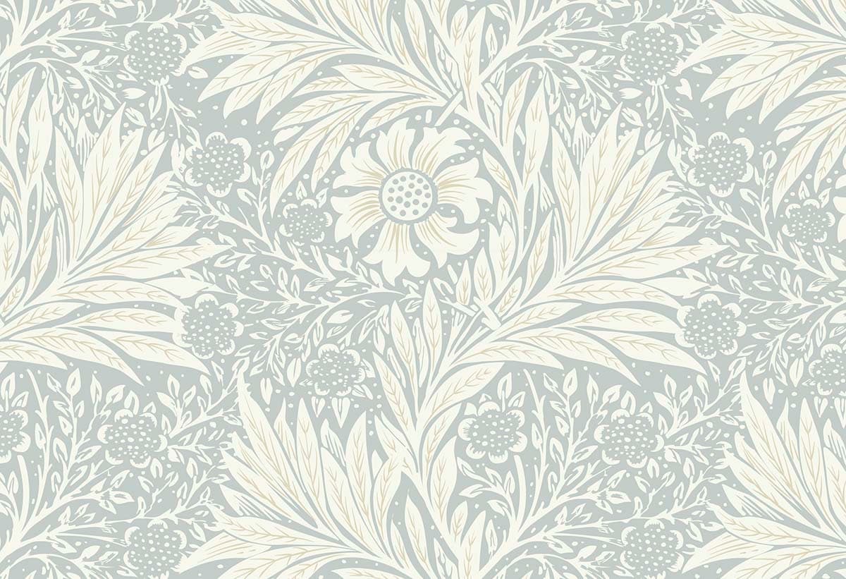 Nature-Inspired Floral Leaf Pattern Wallpaper pattern detail