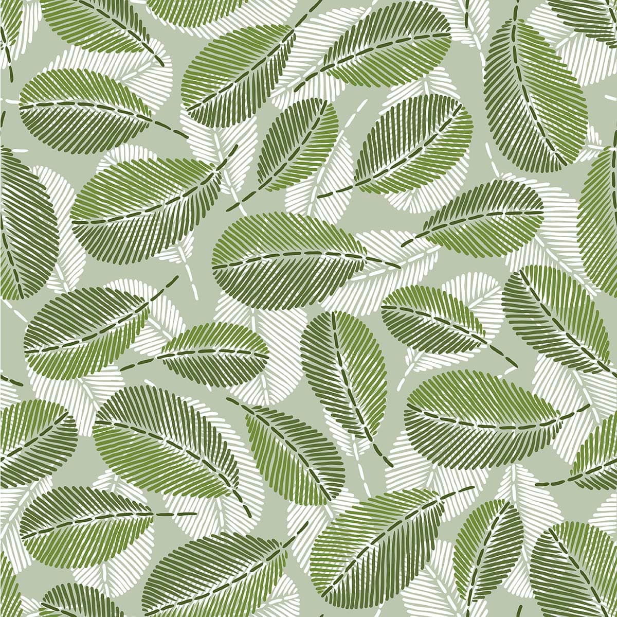 A pattern of green and white leaves pattern detail