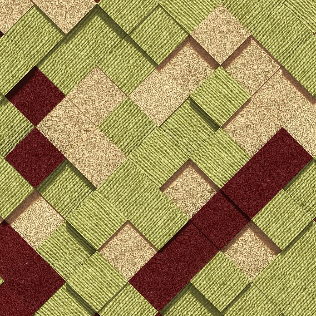 Elegant Olive and Burgundy Layered Blocks Wallpaper pattern detail