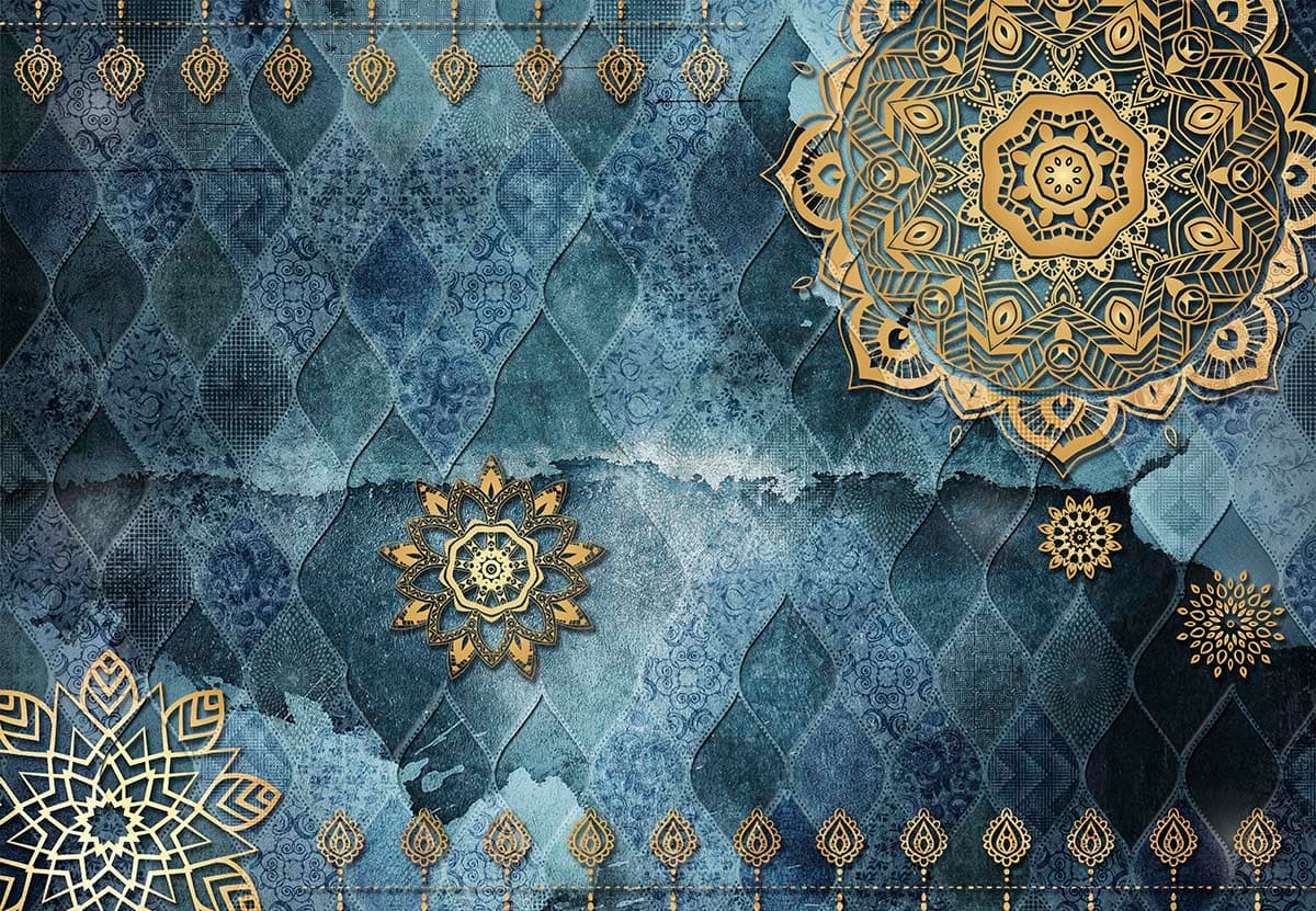 Mandala Design Gold Damask Wallpaper Mural pattern detail