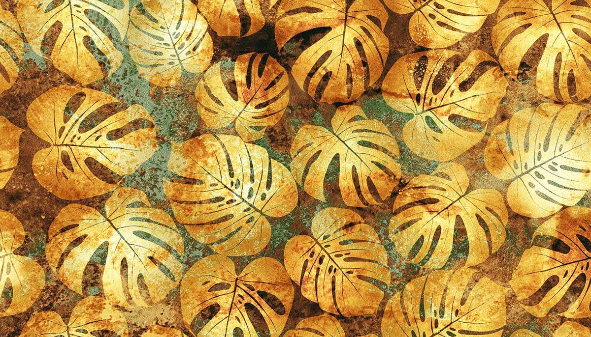 A group of leaves on a surface pattern detail