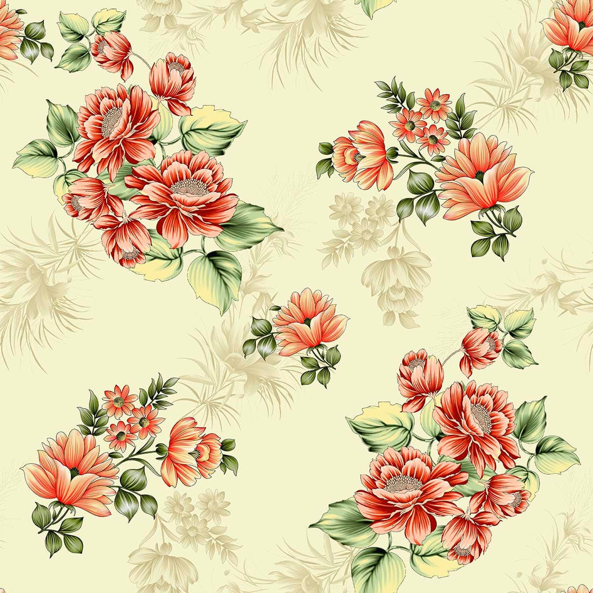 A pattern of flowers on a white background pattern detail