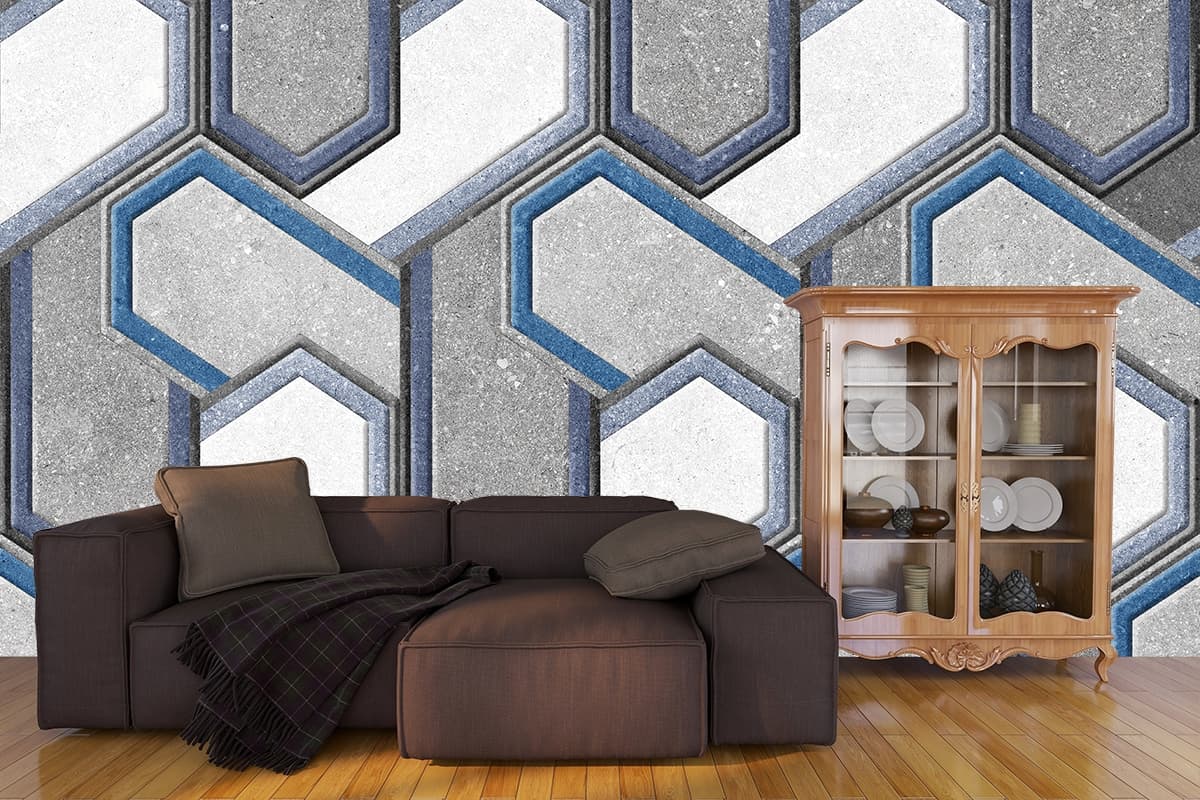 Modern Tile Texture Close-Up Wallpaper Design shown in a room