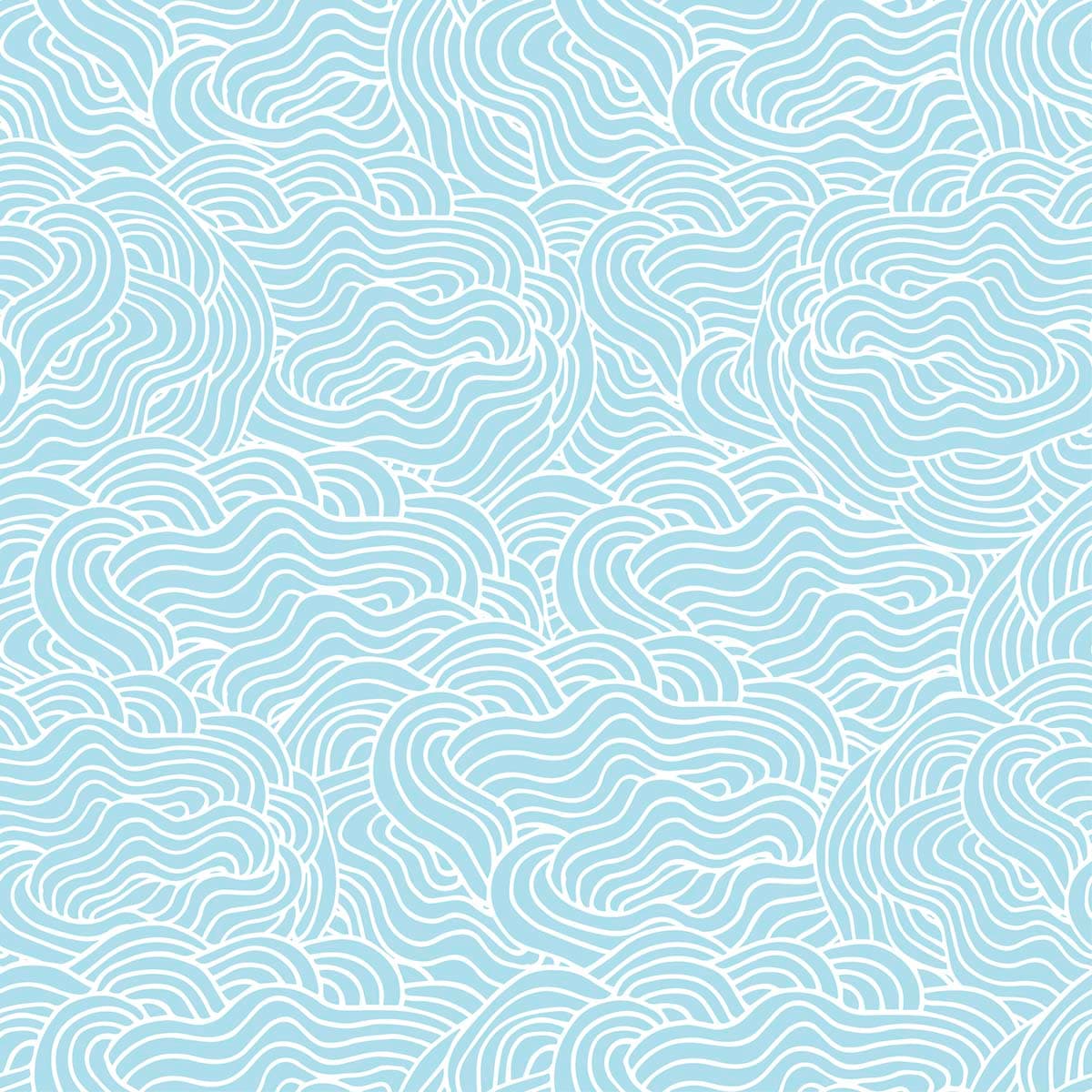 Modern Blue and White Waves Mural Wallpaper pattern detail