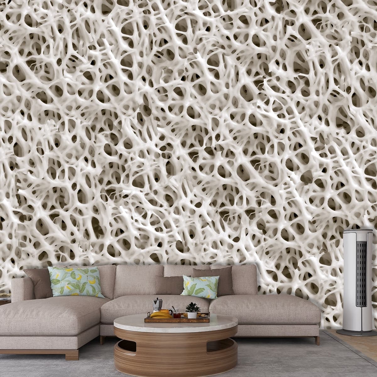 A close up of a white texture shown in a room