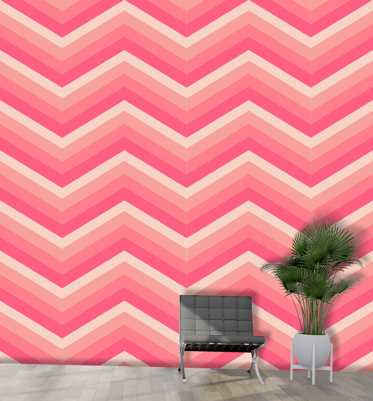 Contemporary Chevron Cascade Wallpaper shown in a room