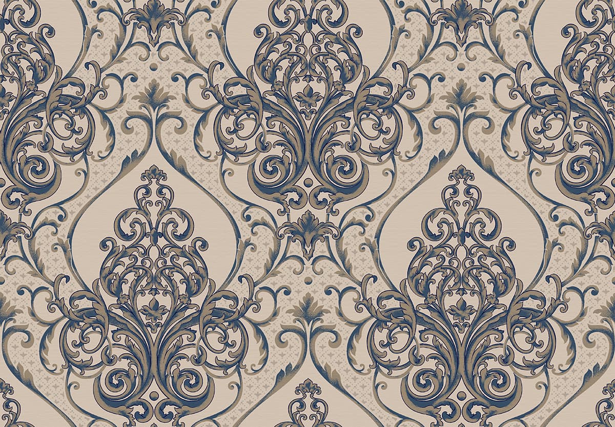 A wallpaper with blue and white designs pattern detail