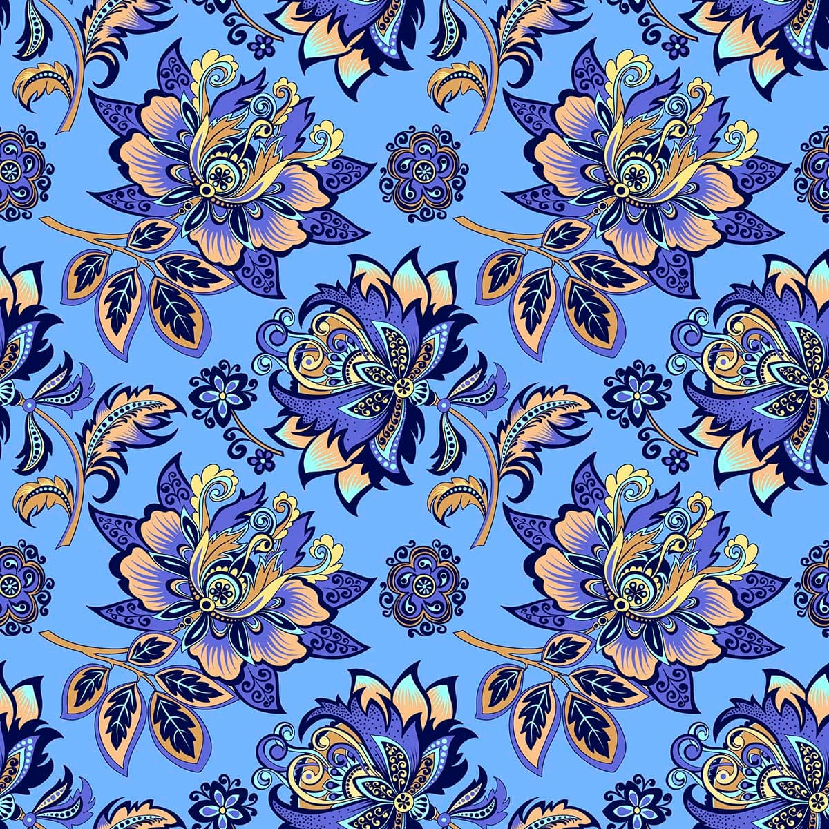 Blue Floral Pattern Wallpaper for Home pattern detail