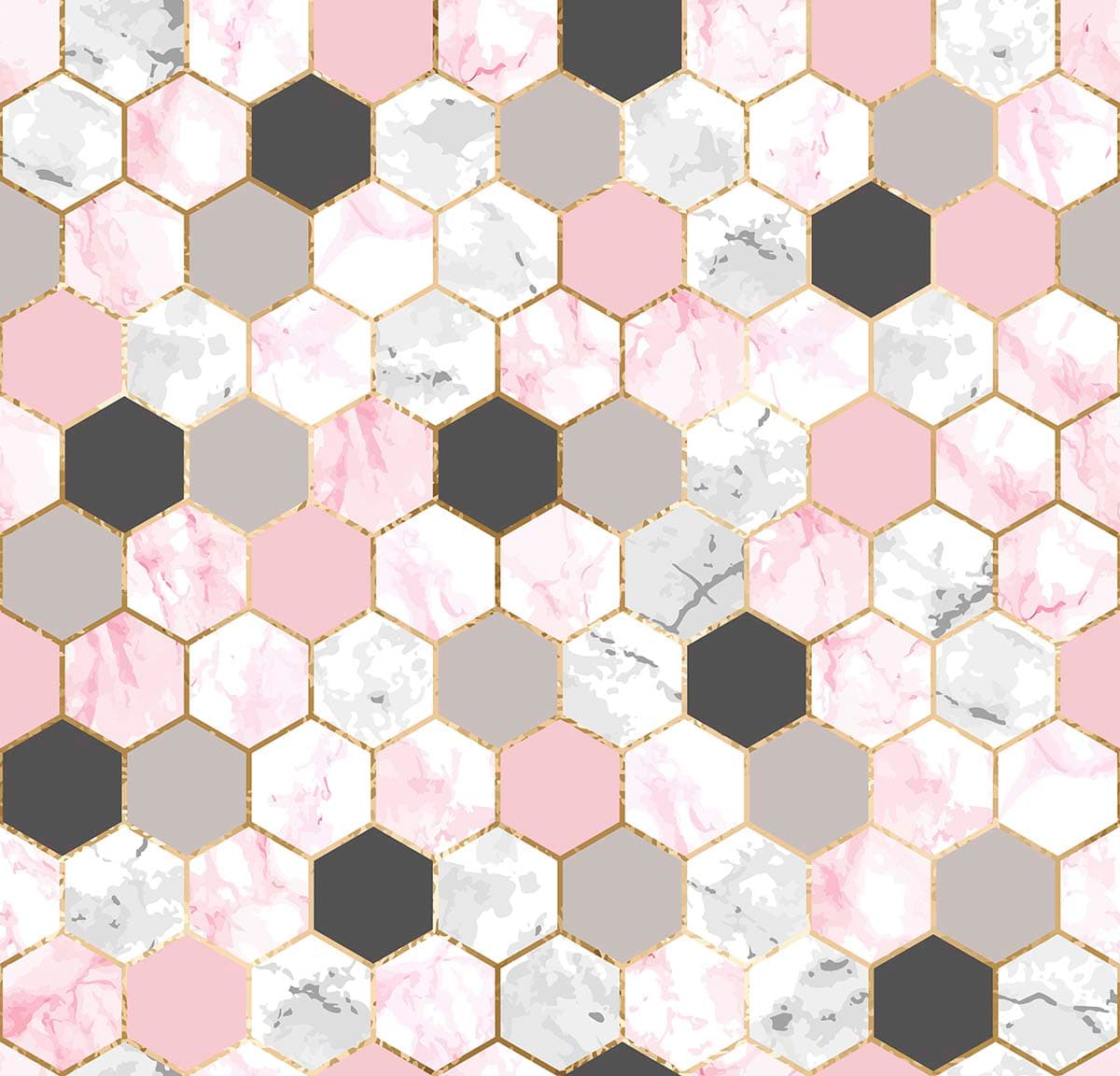Elegant Marble Hexagon Geometric Design Wallpaper pattern detail