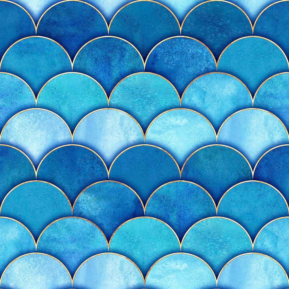 Blue Fish Scale Pattern Wallpaper for Walls pattern detail