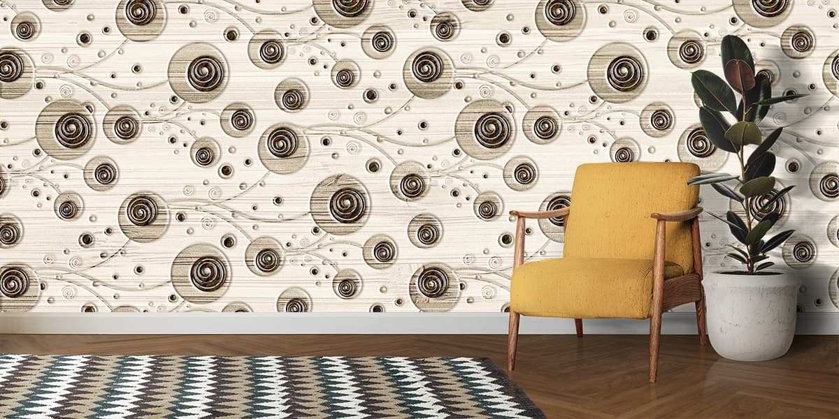 A Geometric Style Wallpaper for Wall shown in a room