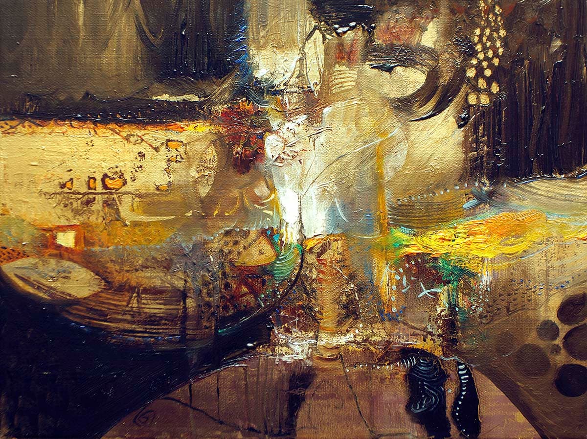 A painting of a woman pattern detail