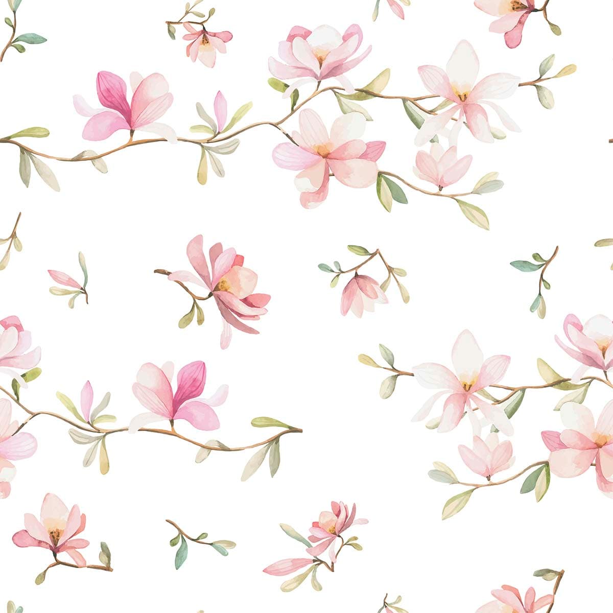 Whispering Magnolia Branches Wallpaper pattern detail