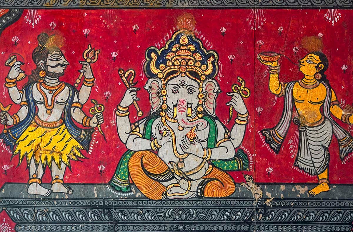 Ganesha Traditional Pattachitra Art Wallpaper Mural pattern detail