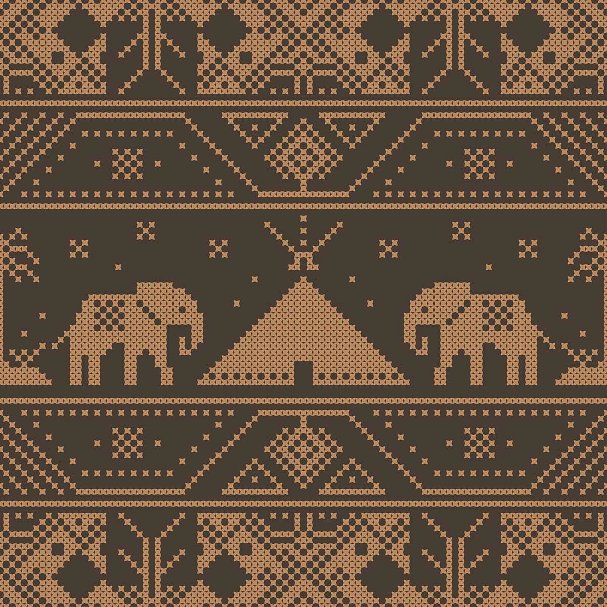 Elephant Wallpaper for Walls, A pattern of elephants and a tent pattern detail