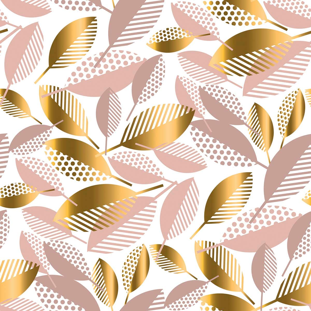 Luxurious Pattern of Gold and Pink Leaves Wallpaper pattern detail