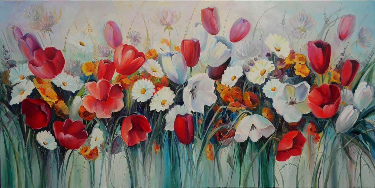 Modern Elegant Floral Grey Wall Art Wallpaper pattern detail