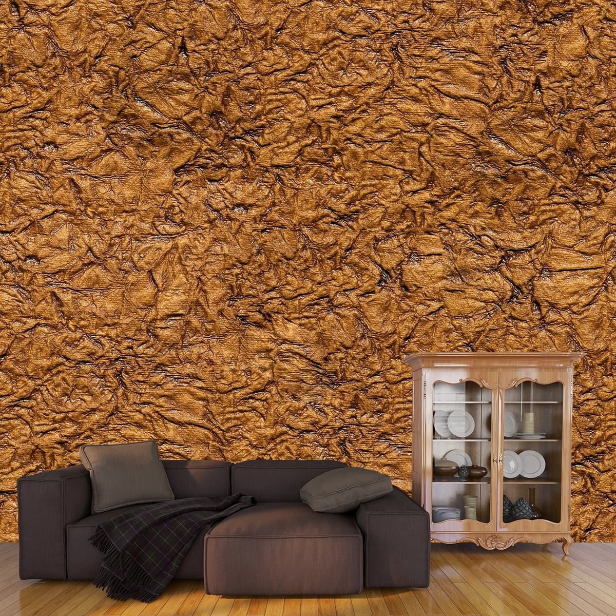 Classic Brown Wall Surface Texture Wallpaper shown in a room