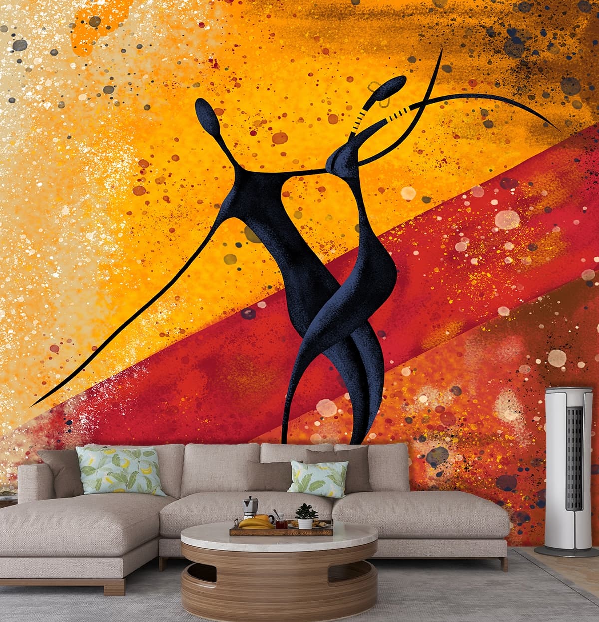 Couple Dancing Painting Romantic Art Scene wallpaper shown in a room