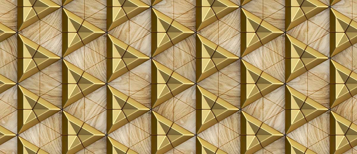 A pattern of gold triangles pattern detail