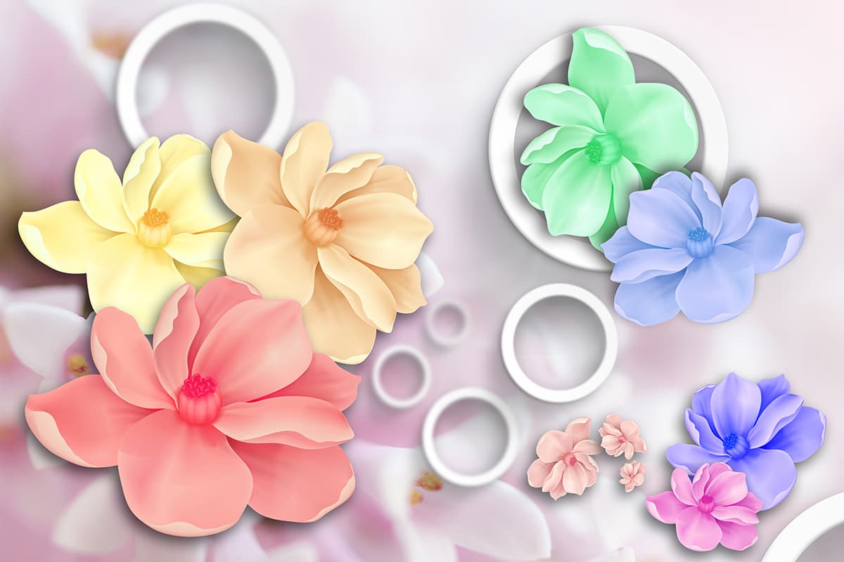 A group of flowers in different colors pattern detail