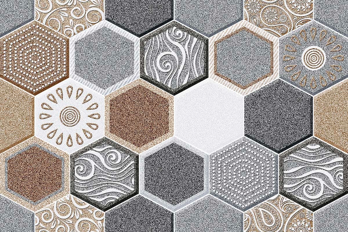 Hexagon Bohemian Tile Pattern Wallpaper for Walls pattern detail