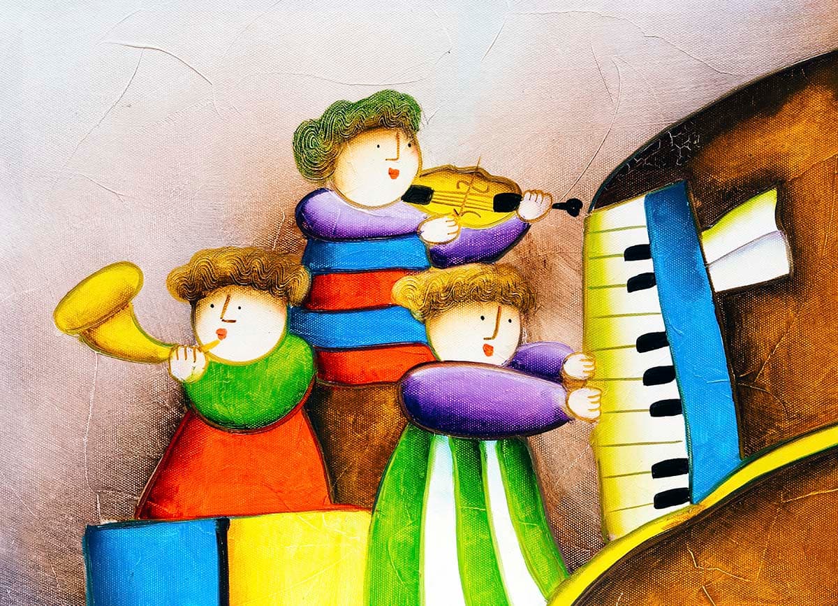 People Playing Instruments Music Scene wallpaper pattern detail