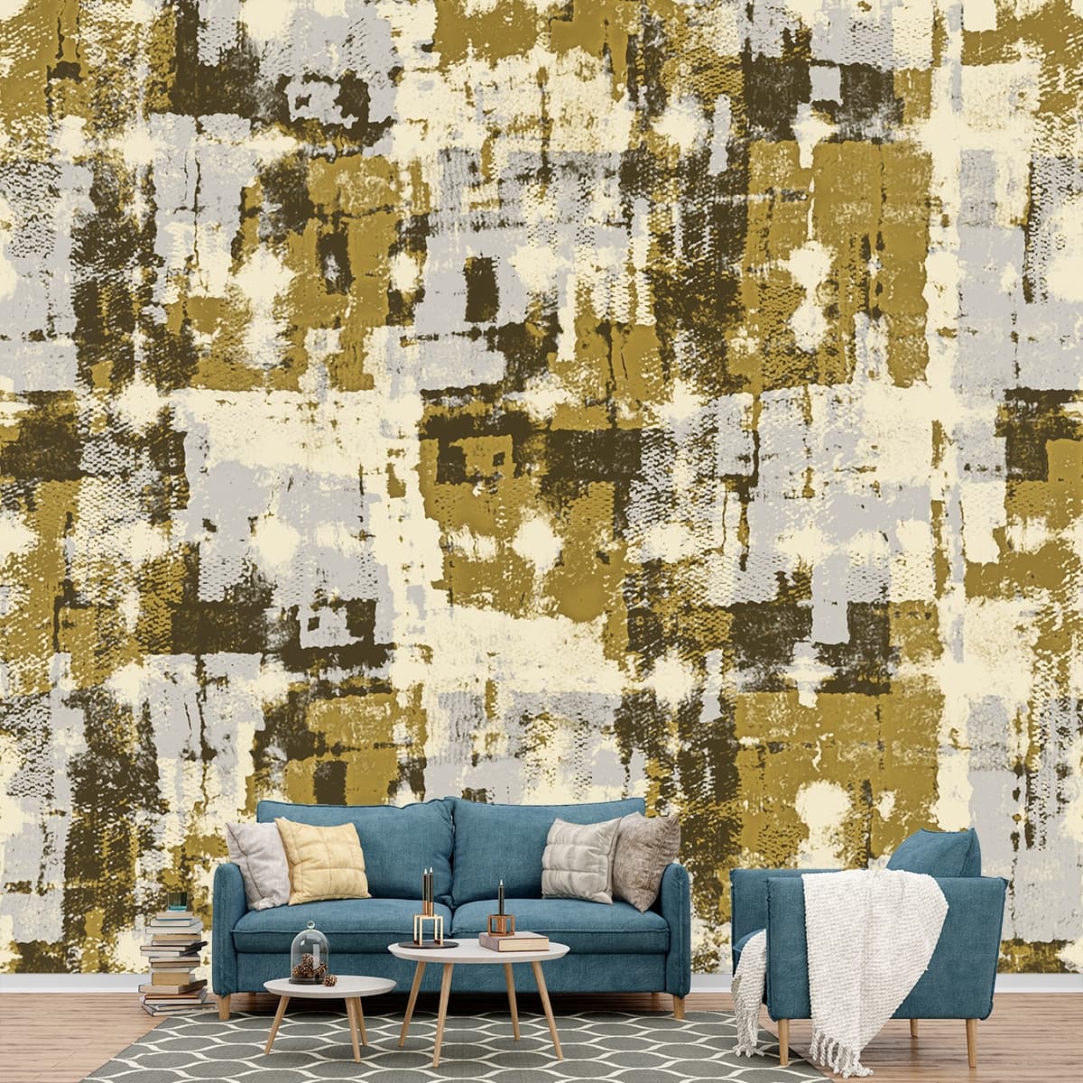 Detailed Fabric Weave Texture Pattern wallpaper shown in a room