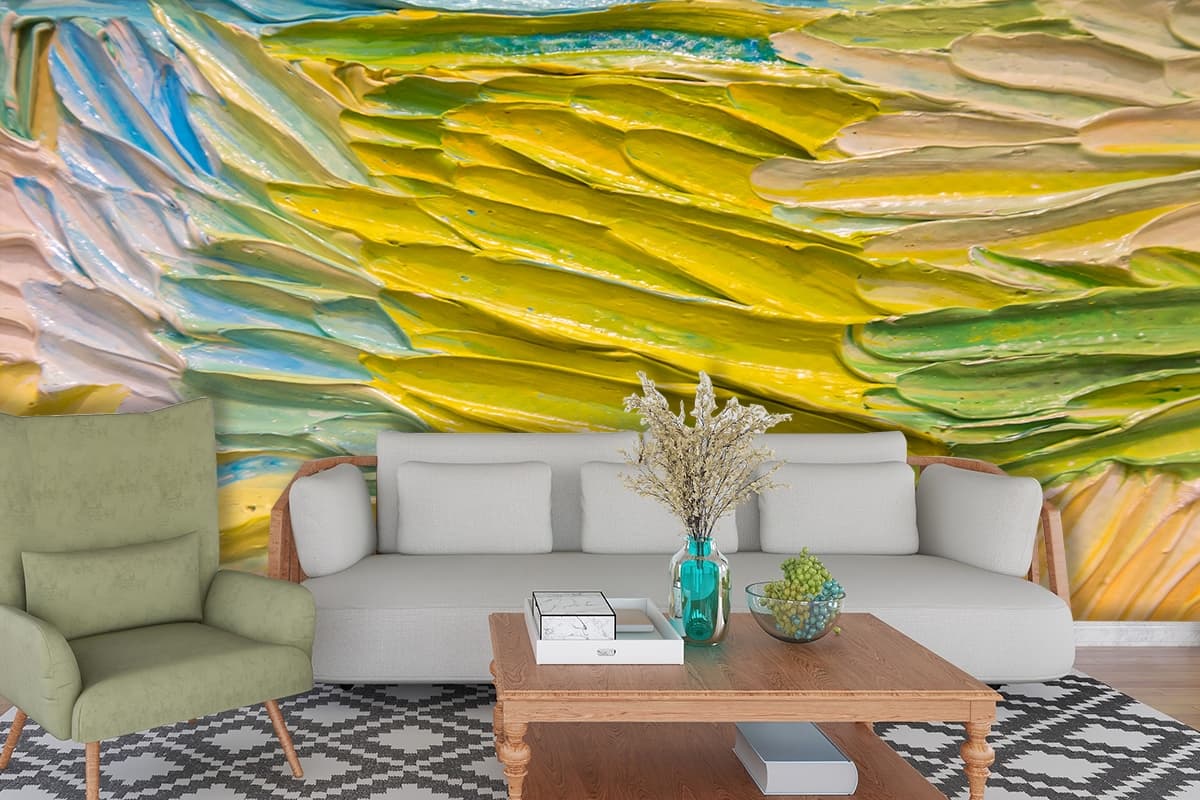 Radiant Fieldscape 3D Acrylic Wall Design Wallpaper shown in a room