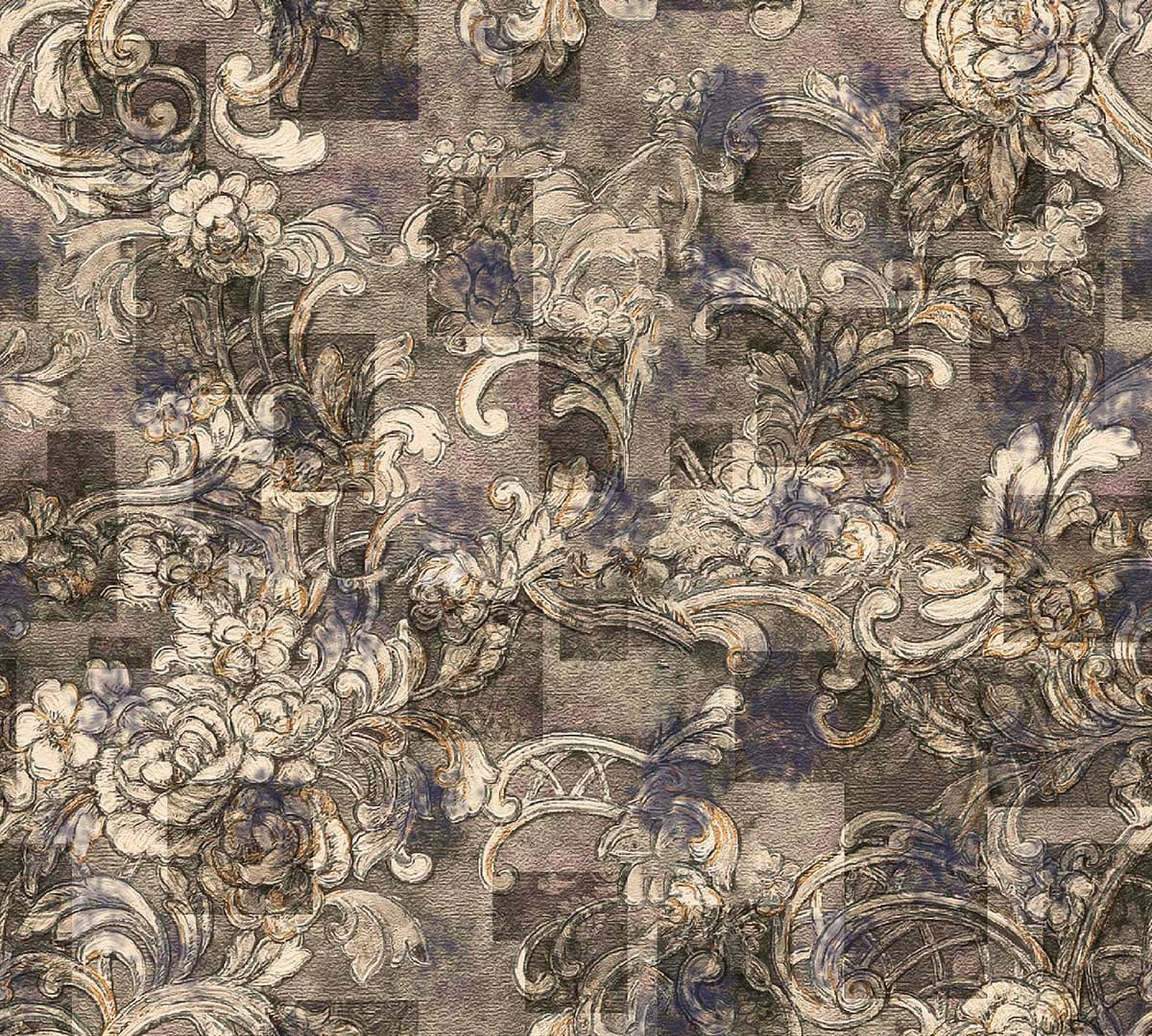 A pattern of flowers on a checkered surface pattern detail