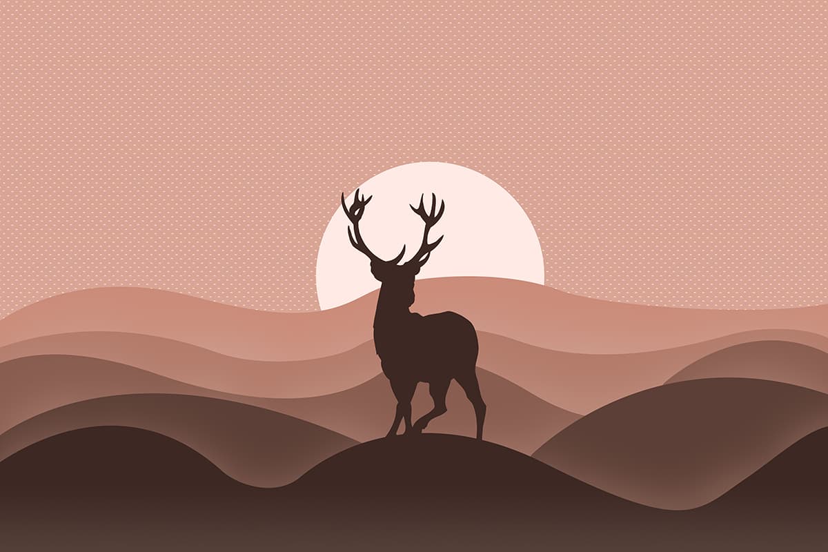 Nature Deer Silhouette Desert Minimal Design Wallpaper pattern detail