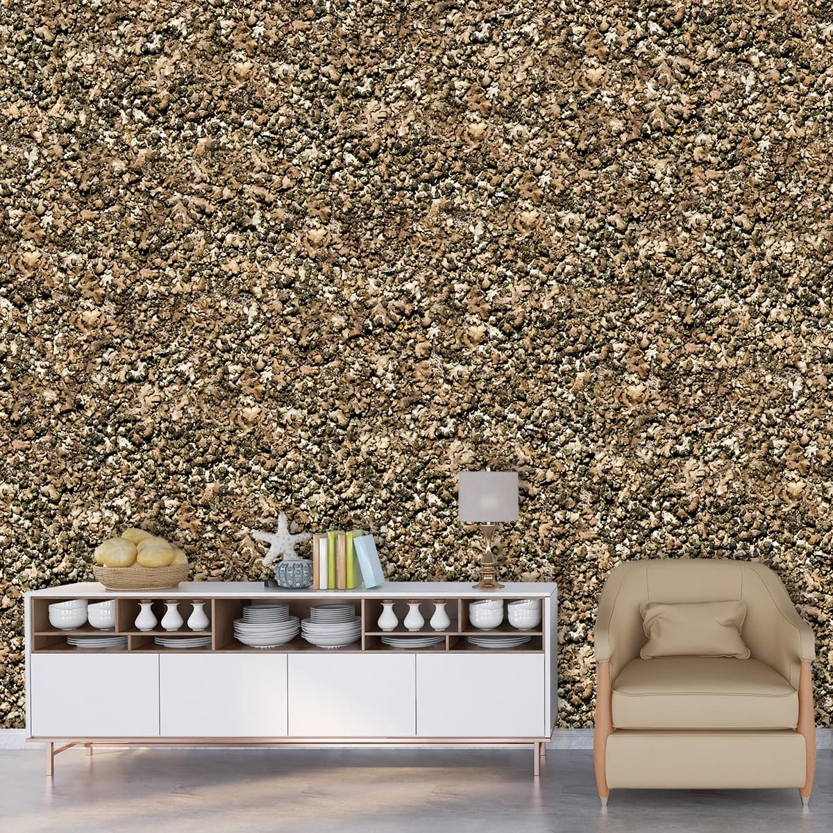 3D Ministones Wallpaper for Wall shown in a room