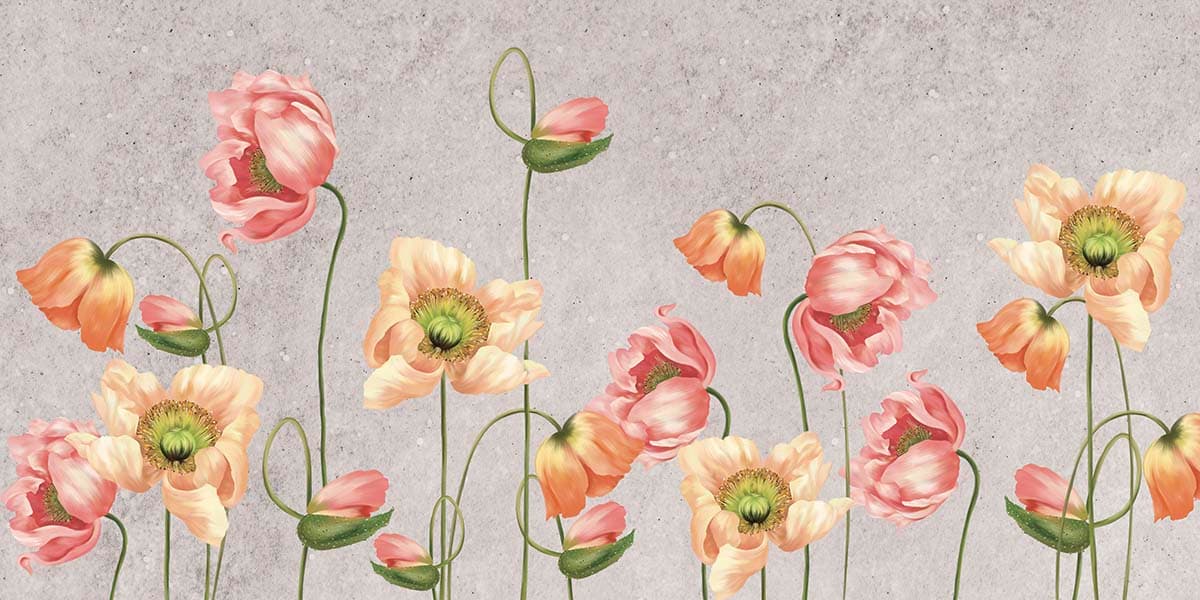 A Wallpaper for Wall of Vintage Flowers and Leaves pattern detail