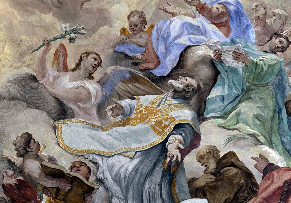 Spiritual Angels and Cherubs Art Scene Wallpaper pattern detail