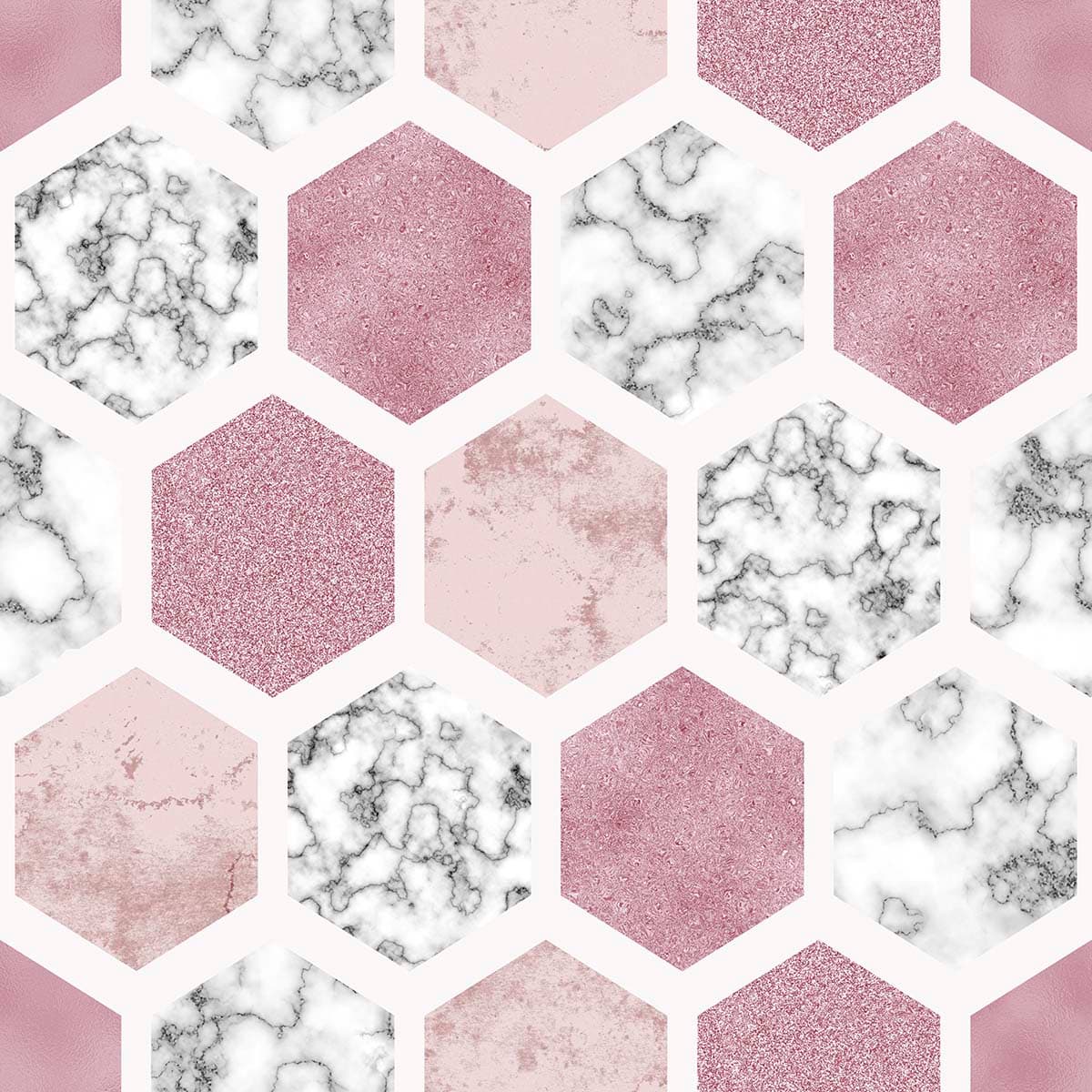 Elegant Pink and White Hexagon Pattern Wallpaper pattern detail