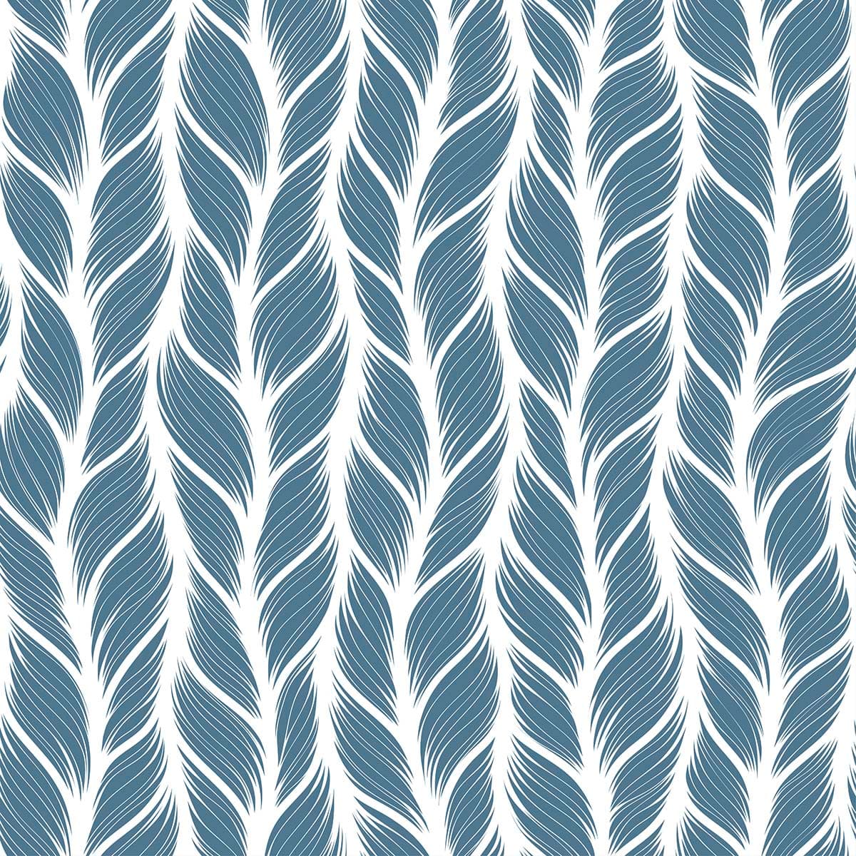 Blue and White Feather Pattern Wallpaper for Stylish Walls pattern detail