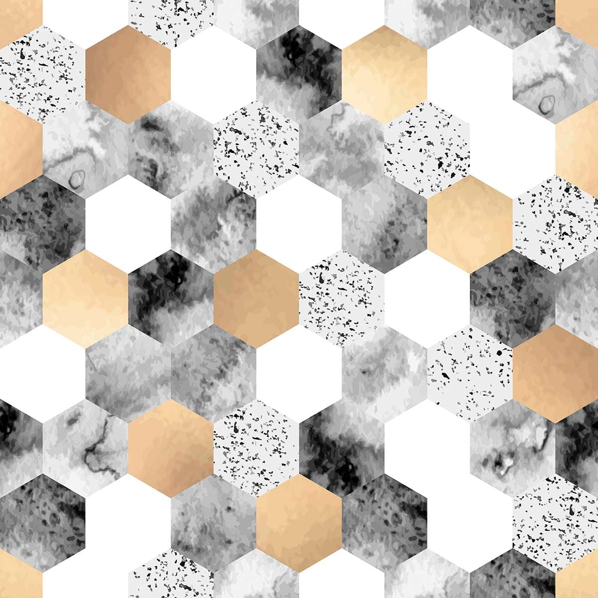Gold and Grey Hexagon Pattern Modern Wallpaper pattern detail
