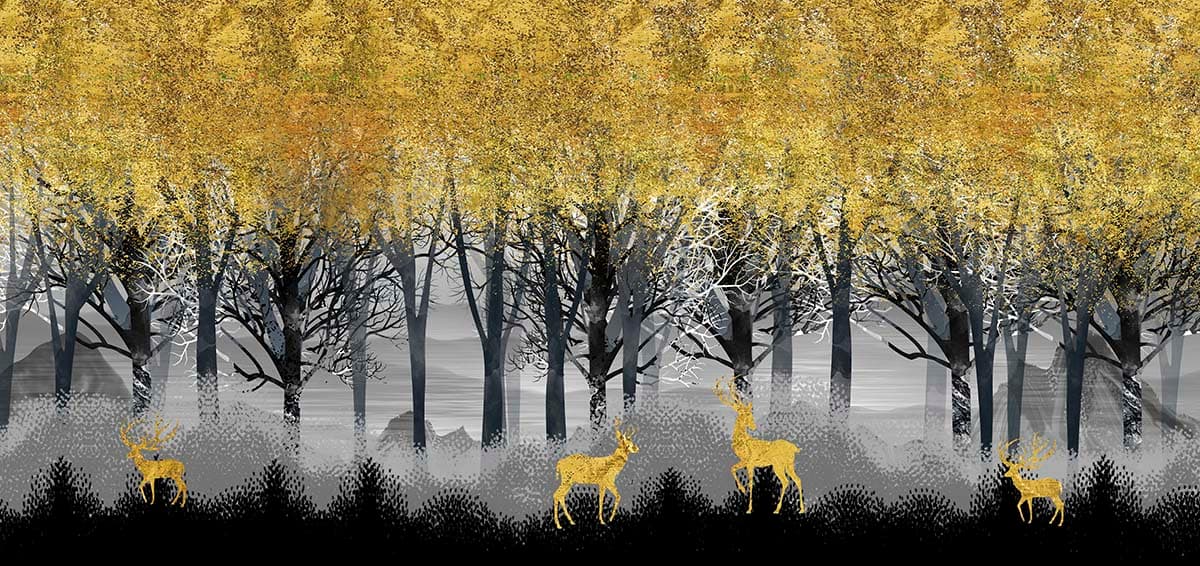 Autumn Yellow Leaves Forest Nature Theme wallpaper pattern detail