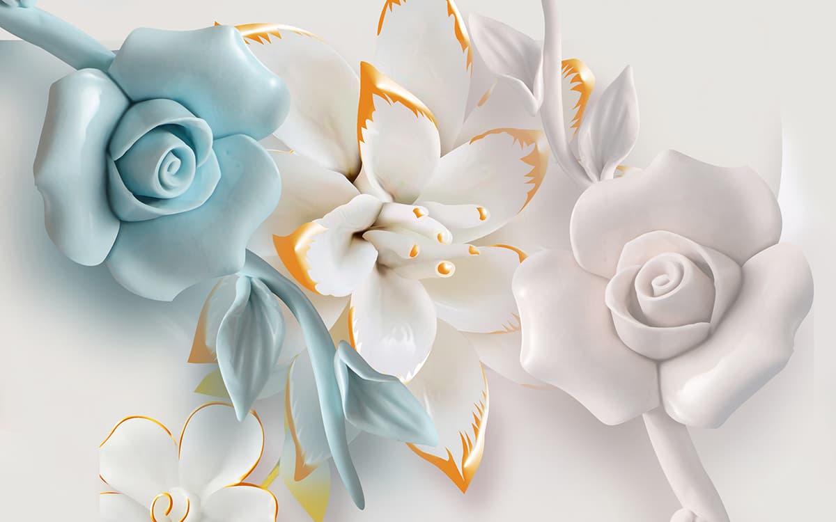 A 3D Wallpaper for Wall with Aesthetic Flowers pattern detail