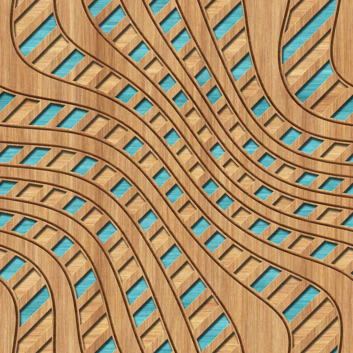 Blue Line Geometric Wood Panel Pattern Wallpaper pattern detail