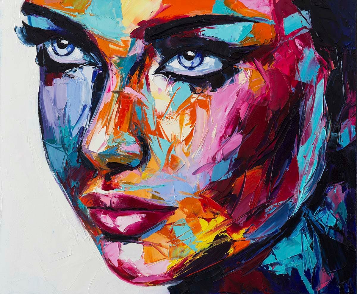 Classic Women's Face Painting Wallpaper Mural pattern detail