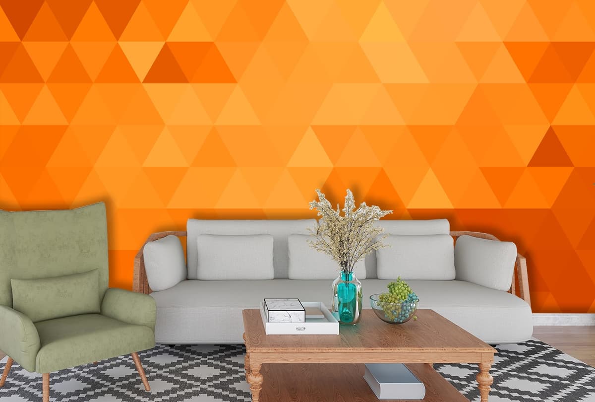 Elegant Modern Triangle Pattern Accent Wall Wallpaper shown in a room