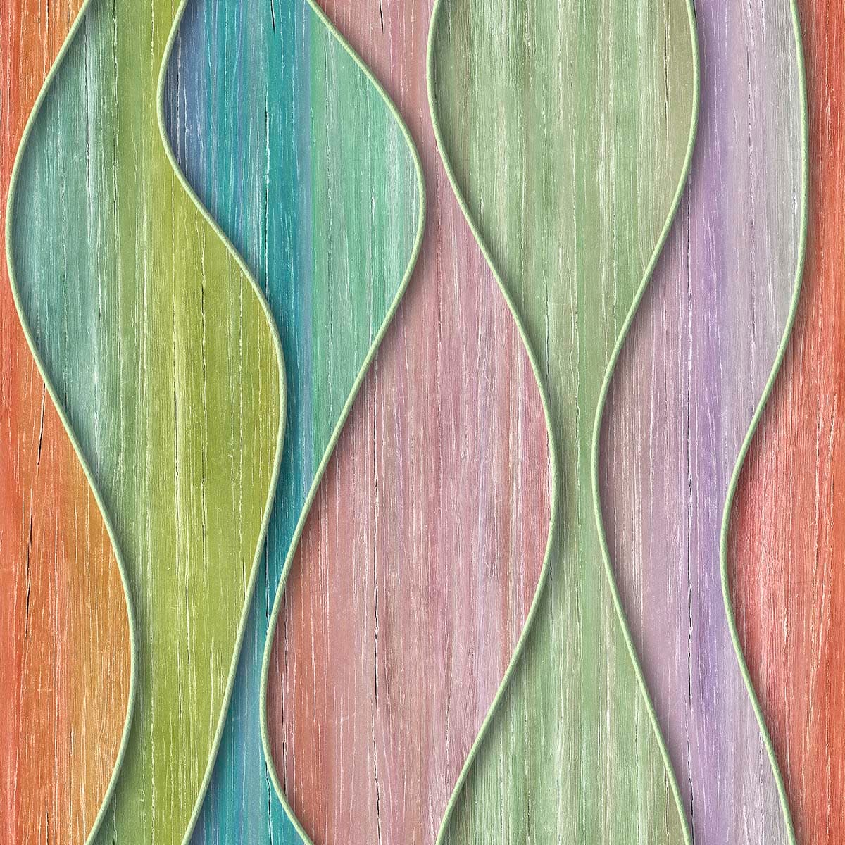 A colorful wavy pattern on a surface pattern detail