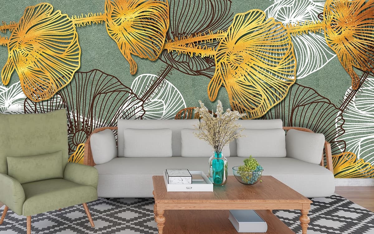 A Seamless Wallpaper for Wall of Flowers shown in a room