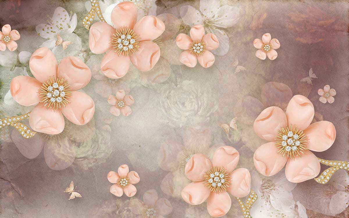 A Vintage Wallpaper for Wall of Flowers pattern detail