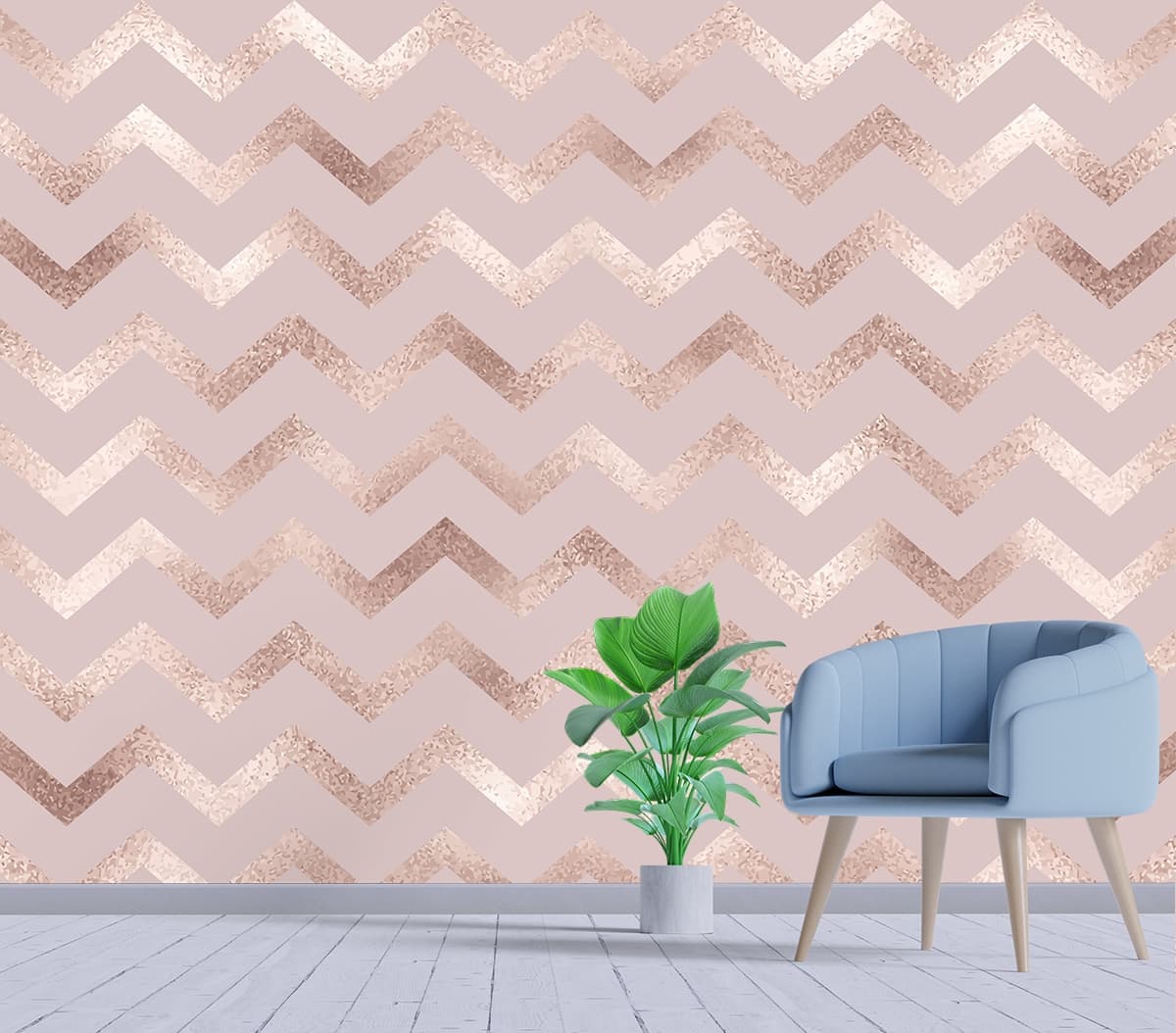 Luxury Pink Chevron Pattern with Bright Tones Wallpaper shown in a room